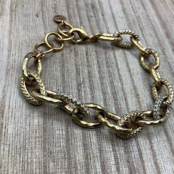 Stella & Dot Christina Gold Tone Rhinestone Link Bracelet - Picture 5 of 7